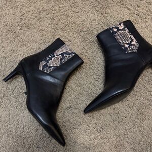 Nine West Black and Beige Snake Print Ankle Boots - wore once